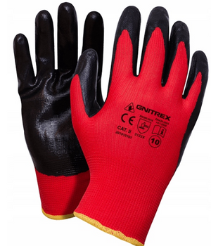 RĘKAWICE Z DZIANINY POLIESTER POWL. GUMĄ R.10